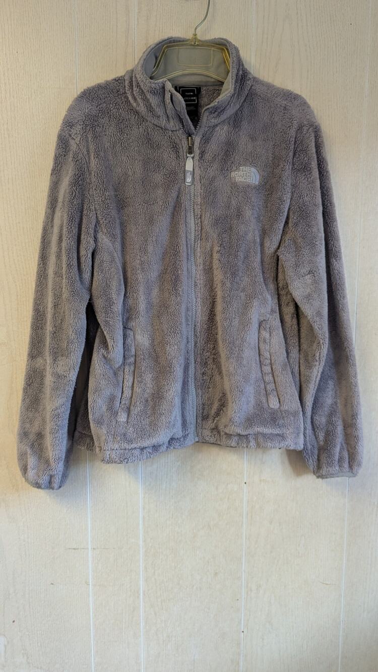 Womens The North Face gray sherpa zip up jacket with pockets size Large